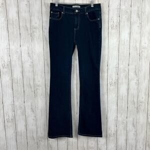 Chico's Platinum Dark Wash Bootcut Pocket Design Stretchy Comfy Cotton Jeans